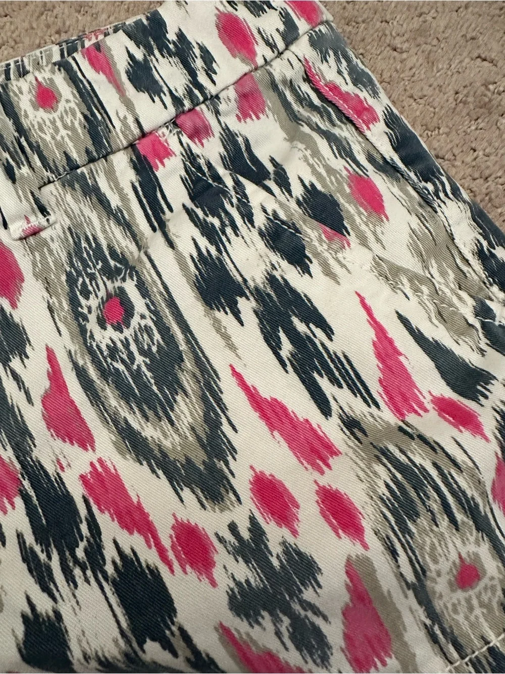 American Eagle Outfitters Ikat-Patterned Shorts in Cream, Pink & Gray